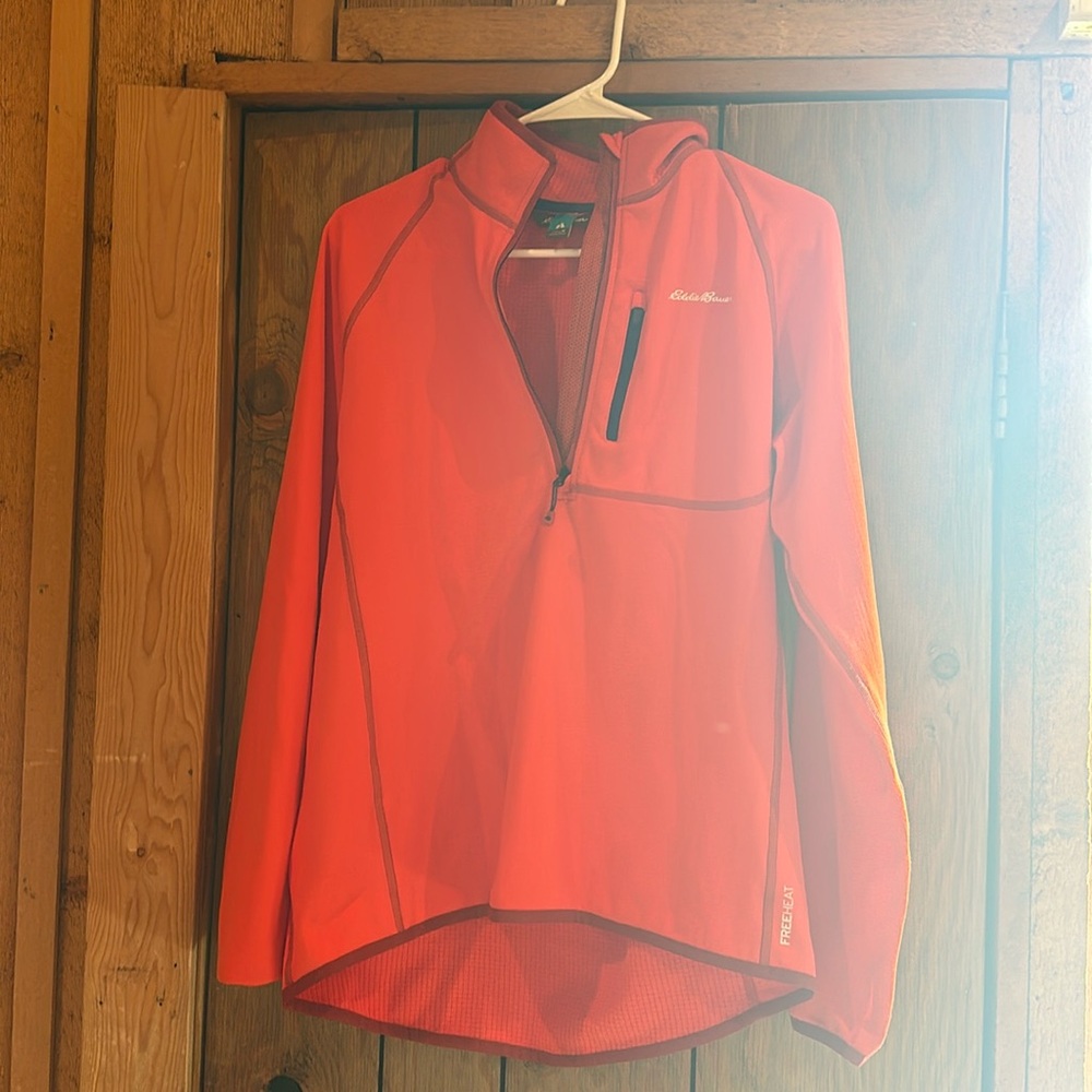 Eddie Bauer orange microgrid fleece